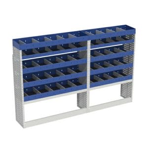 2 copripassaruota aperti con diversi scaffdali con divisori e 2 ripiani terminali l'allestimeto in questione e il base sx per ducato l1h1.